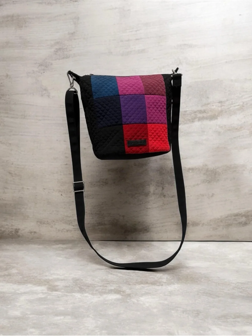 Vera Bradley Black Multicolor Patchwork Quilted Crossbody Bag